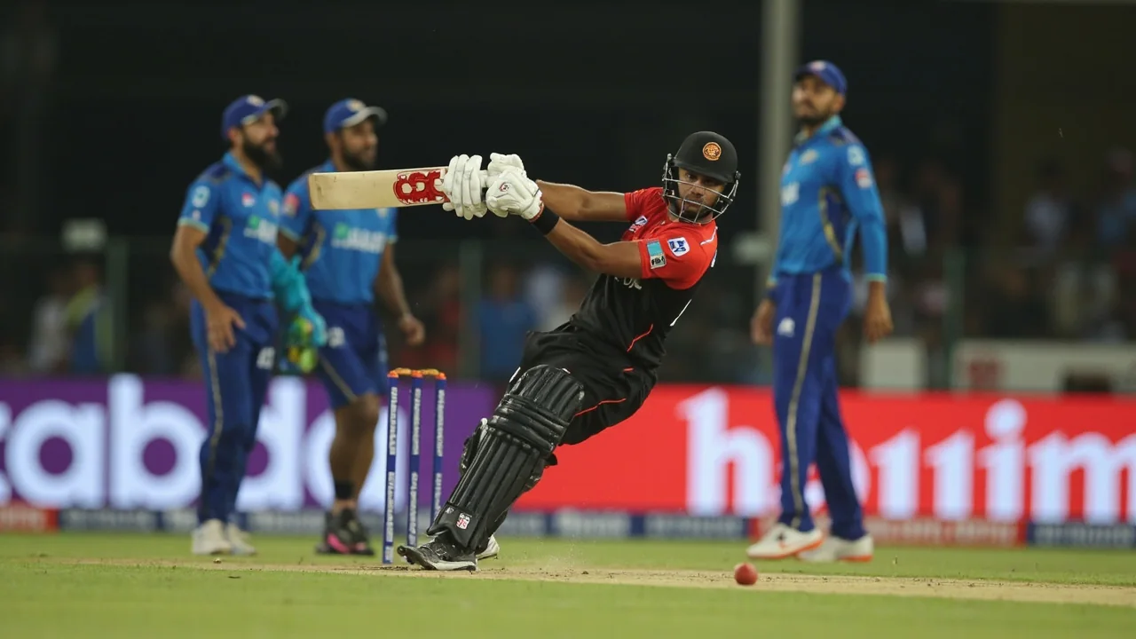 Sideline view of a batsman in stance during a powerplay, the kind of role that frames Kamindu Mendis's captain case at Pallekele